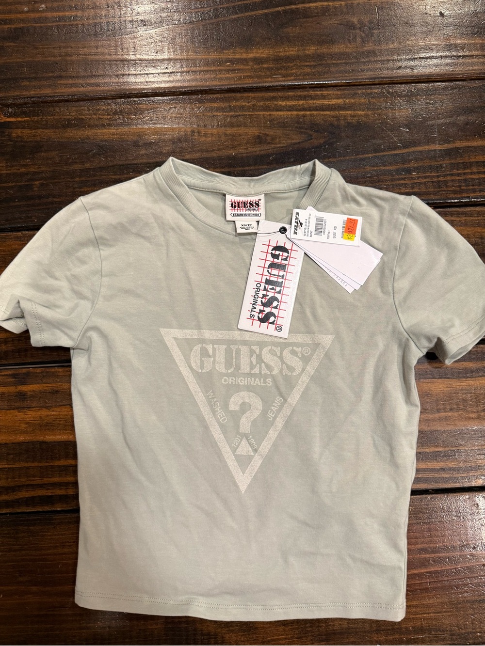 GUESS Originals baby Tee in Sage Green